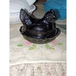 Rosso Black Amethyst Hen On Nest Purple Candy Dish 3.5 Inch